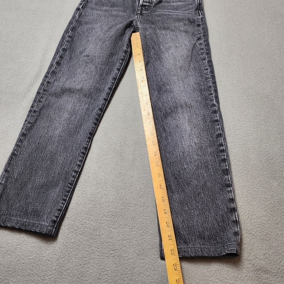 Levis Wedgie Straight Button Fly High Rise Premium Jeans Gray Black Wash Size 23 - Picture 9 of 11